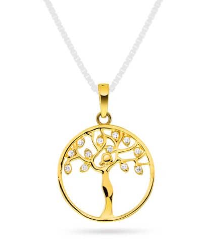 Anheng i gull med zirkonia livets tre