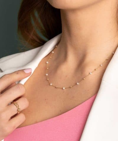 Alternative view of Smykke i gull med ferskvannsperler