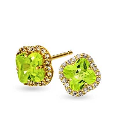 Øredobber i gull med grønn zirkonia