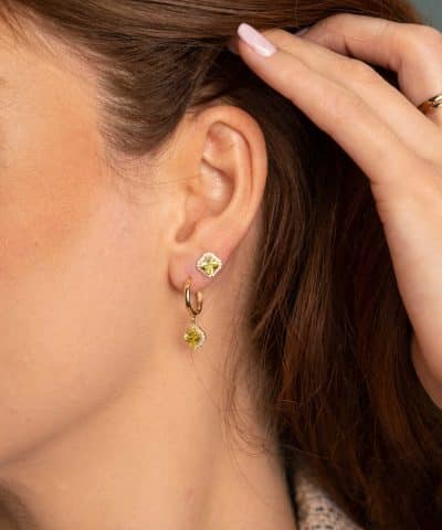 Alternative view of Øredobber i gull med grønn zirkonia