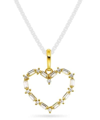 Anheng i gull med zirkonia hjerte