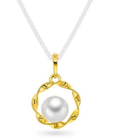 Anheng i gull med fersvannsperle