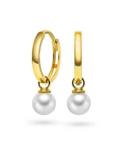 Ørering i gull med ferskvannsperle