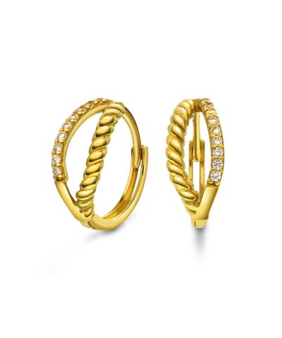 Øreringer i gull med zirkonia