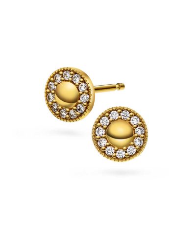 Ørebobber i gull med zirkonia