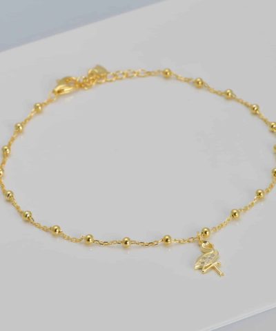 Ankelkjede forgylt m/flamingo 22+3 cm - 2pk