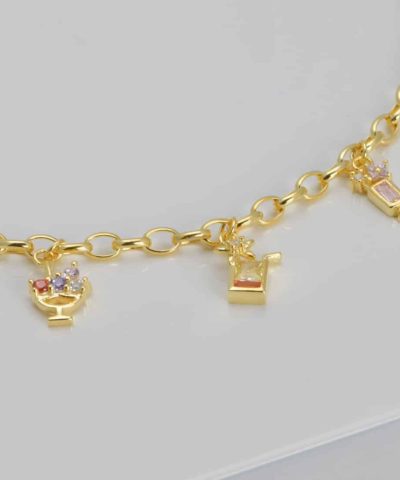 Alternative view of Ankelkjede forgylt m/3 drinker 22+3 cm - 2pk