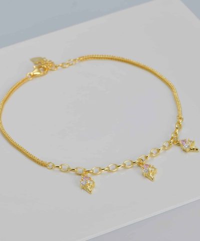 Ankelkjede forgylt m/3 iskrem 22+3 cm - 2pk