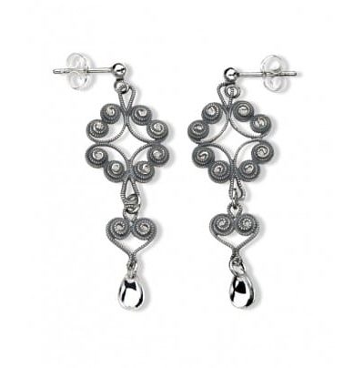 Nordlandssølv - Ørepynt lang, oksidert