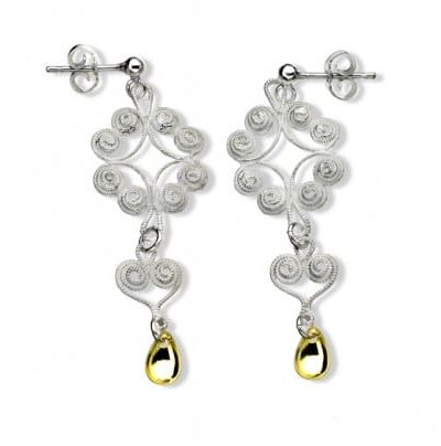 Nordlandssølv -  Ørepynt lang, forgylt