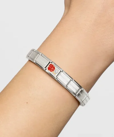 Alternative view of Charm, Composable Link, Red Rose & CZ set in silver