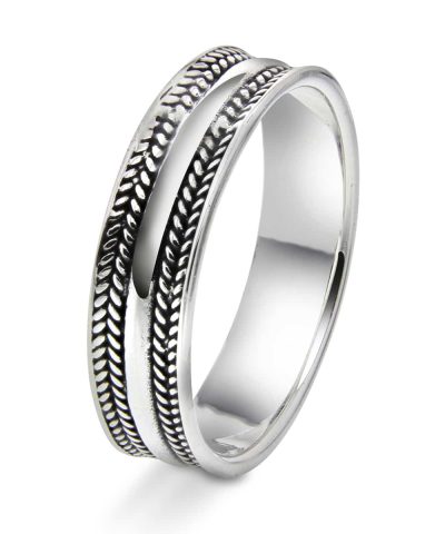 Ring sølv 2 ox fletter