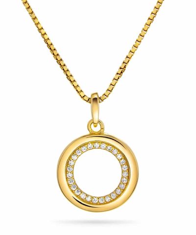 Sølv anheng rund cz forg. 