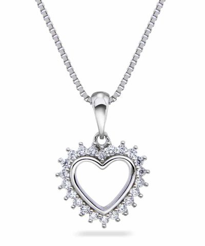 Sølv anheng hjerte cz 