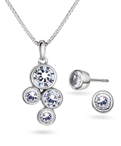 Sett sølv cz klase - hvit