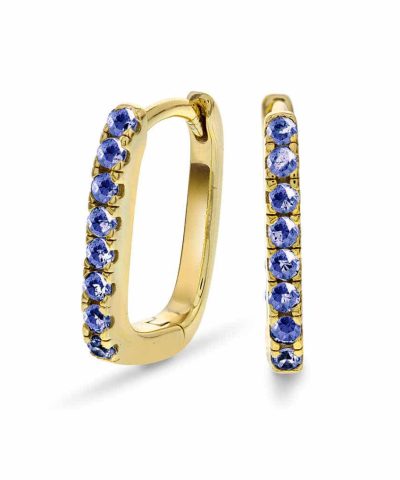 Øreringer i sølv med blå zirkonia