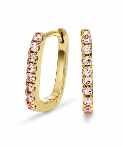 Øreringer i sølv med rosa zirkonia