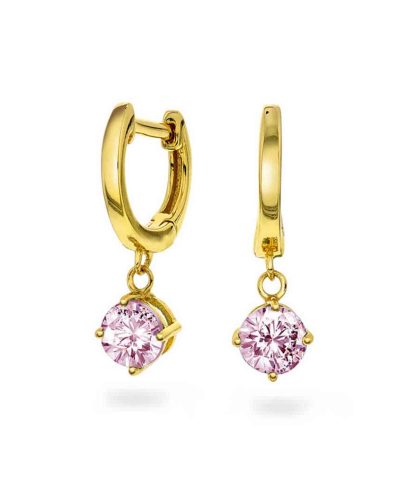 Øreringer i sølv med zirkonia, rosa