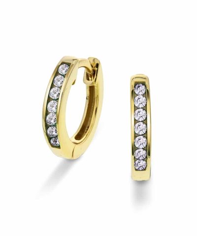 Øreringer i sølv med hvit zirkonia