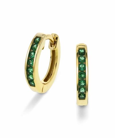 Øreringer i sølv med grønn zirkonia