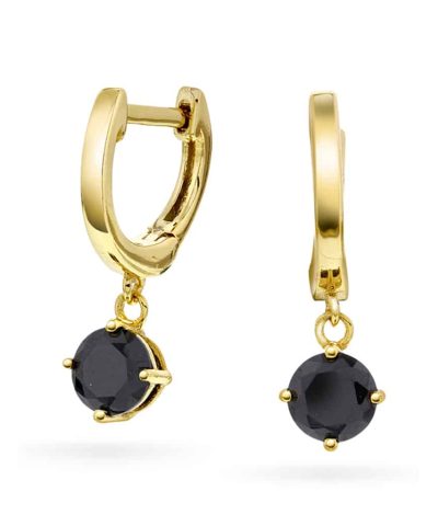 Øreringer i sølv med sort zirkonia