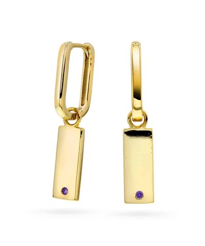 Øreringer i sølv med lilla zirkonia