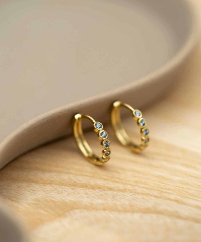Alternative view of Ørering i sølv med blå zirkonia, 15 mm