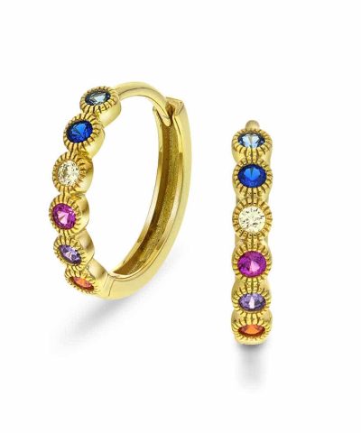 Øreringer i sølv med zirkonia, multi