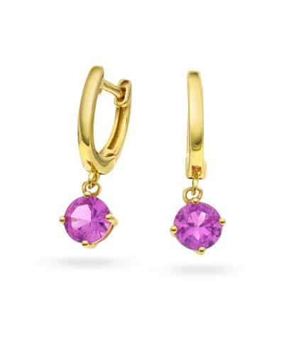 Øreringer i sølv med ruby zirkonia