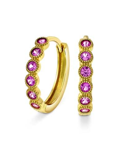 Ørering i sølv med ruby zirkonia, 15 mm