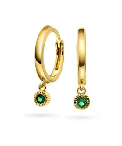 Øreringer i sølv med grønn zirkonia