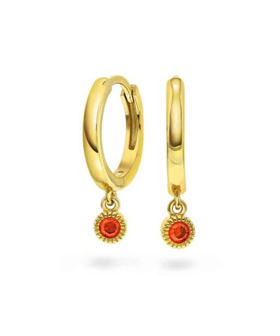 Øreringer i sølv med dyp orange zirkonia