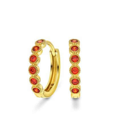 Øreringer i sølv med dyp orange zirkonia