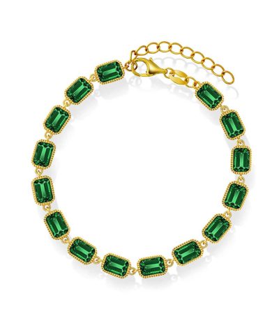 Armbånd i sølv med grønn zirkonia