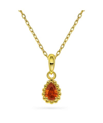 Smykke i sølv med dyp orange zirkonia