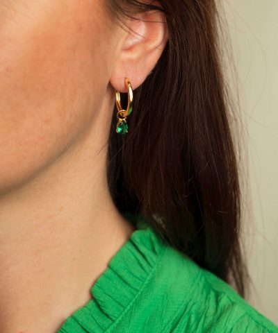 Alternative view of Drop charms i sølv med grønn zirkonia