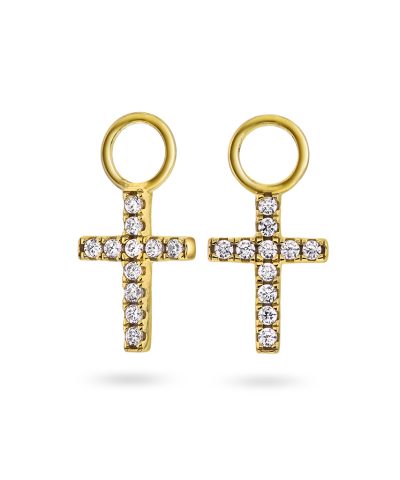 Cross charms i sølv med blank zirkonia