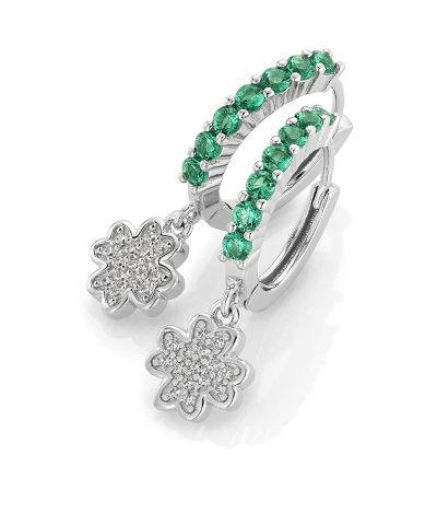 GD Clover leaf Øreringer i sølv med zirkonia stener