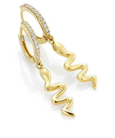 GD Snake Forgylte øreringer i sølv med zirkonia stener