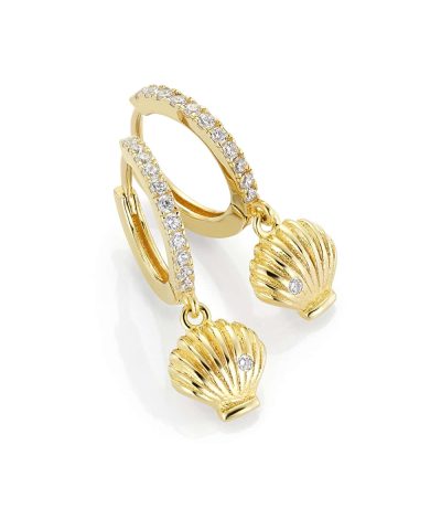 GD Seashell Forgylte øreringer i sølv med zirkonia stener