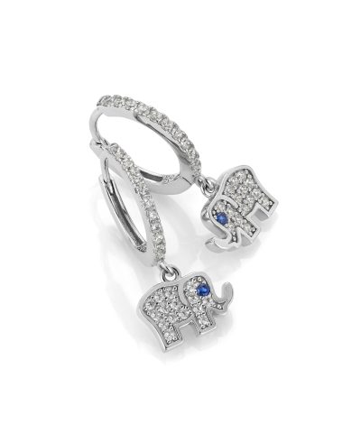 Øreringer i sølv med zirkonia elefant