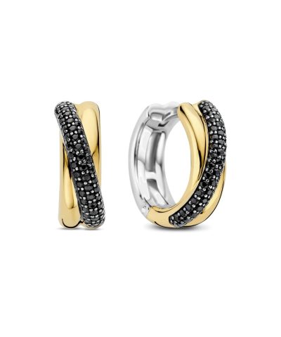 Ti Sento Black Zirconia Crossover Hoops