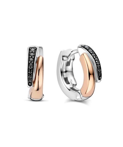 Ti Sento Black Zirconia Layered Hoops