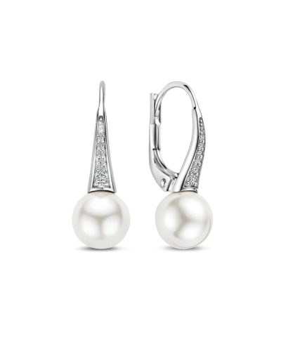 Ti Sento Zirconia Pearl Hoops