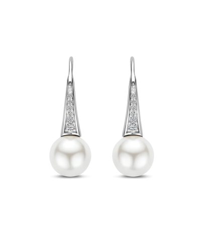 Alternative view of Ti Sento Zirconia Pearl Hoops