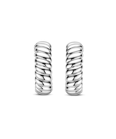 Alternative view of Ti Sento Vintage Ribbed Hoops