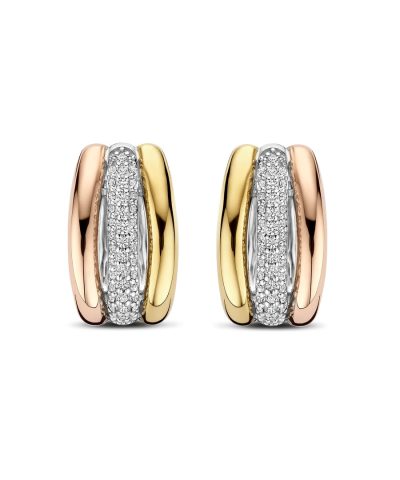 Alternative view of Ti Sento Tricolor Triple Circle Zirconia Hoops