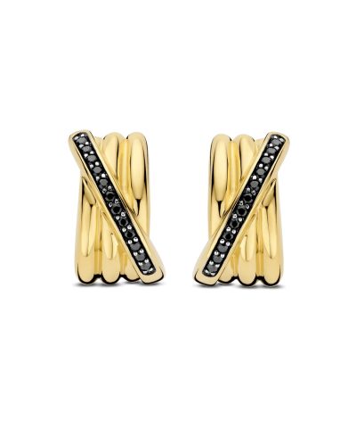 Alternative view of Ti Sento Black Zirconia Crossover Hoops