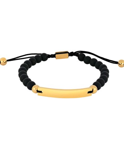 SON armbånd onyx/steel IP gold 19-25cm