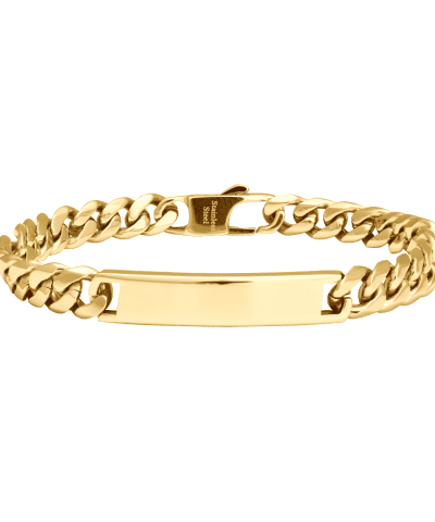 SON armbånd stål med plate blank 23cm IPGold